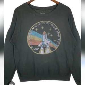 Zoe + Liv NASA Black Crew Neck Sweat Shirt Size Small